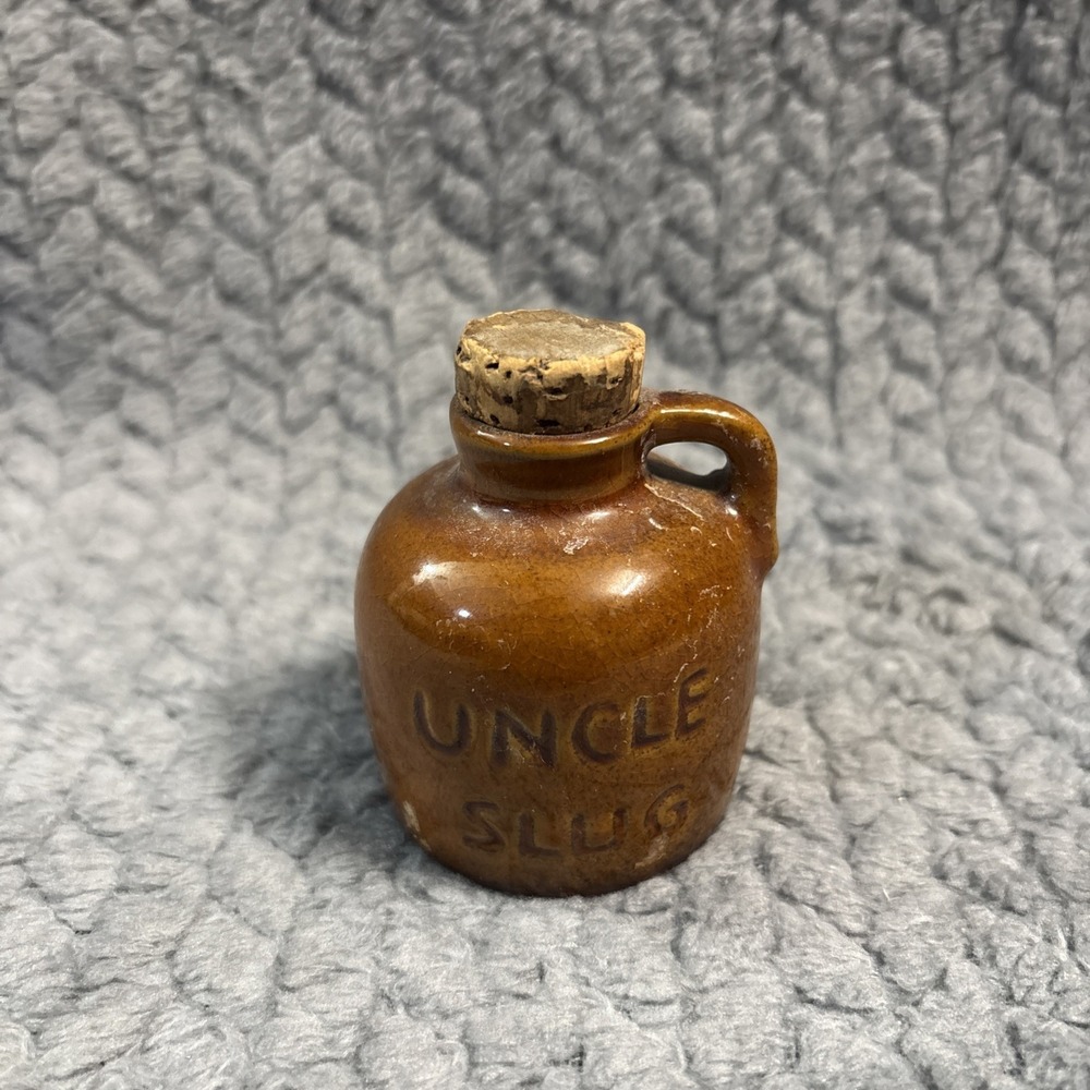 Frankoma Pottery Whiskey Miniature Uncle Slug Jug Mini With Cork Brown